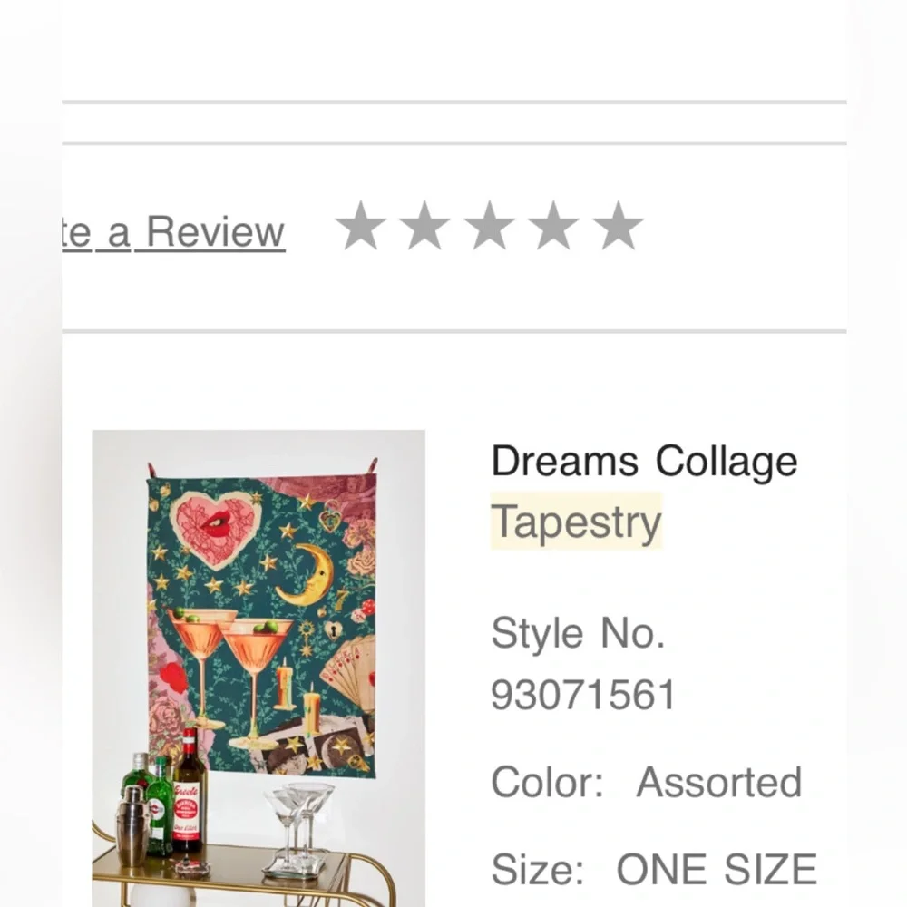 NWT Urban Outfitters Dream Collage Tapestry Floral Stars Moon Martini Print